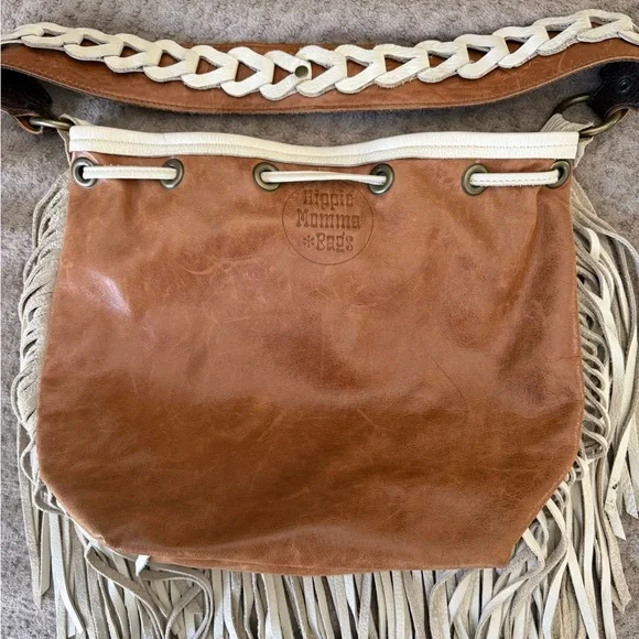 Boho Chic Fringed Leather and Suede Hobo Bag - Picture 6 of 6